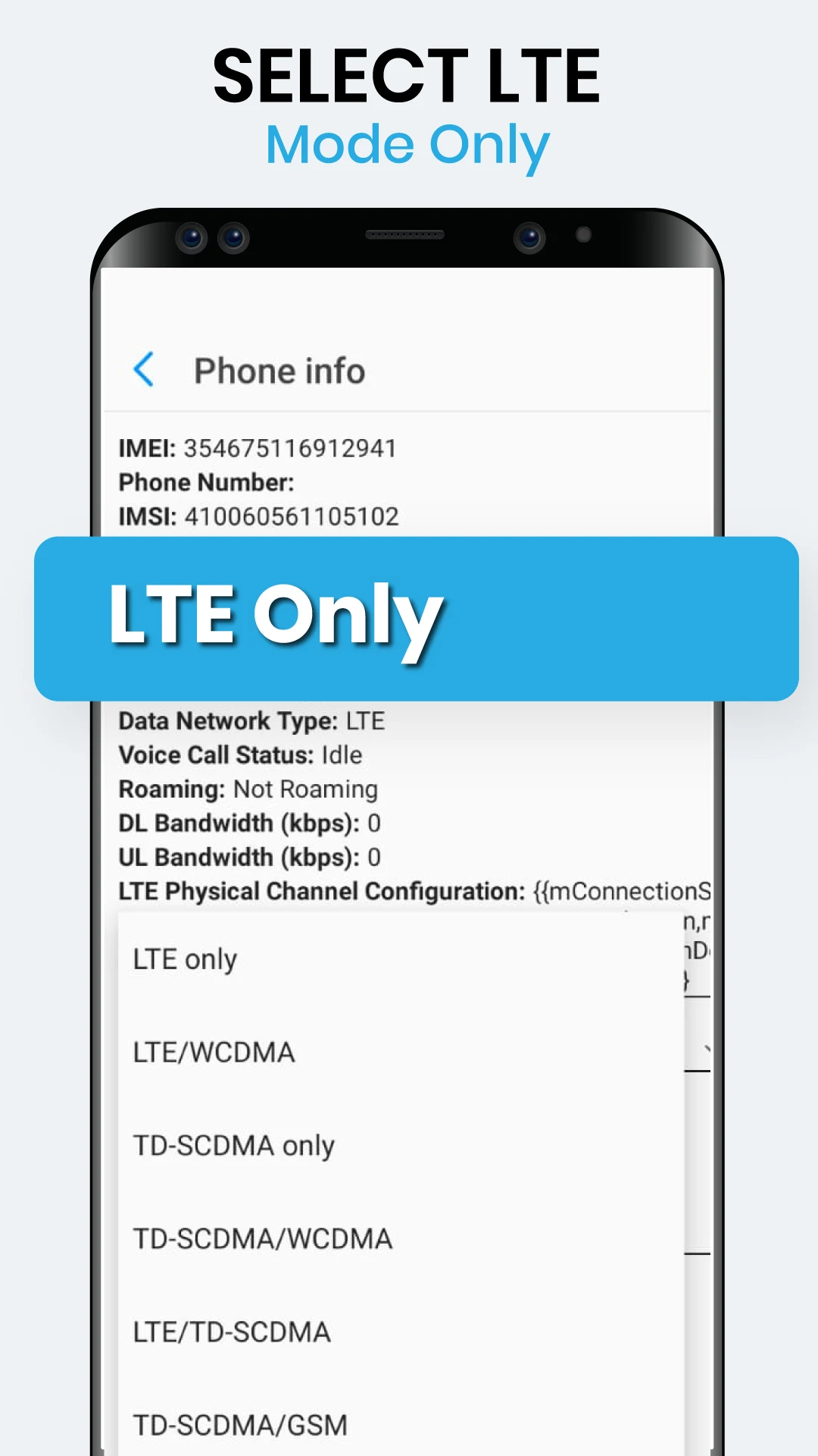 5G/4G LTE Only Network Mode screenshot